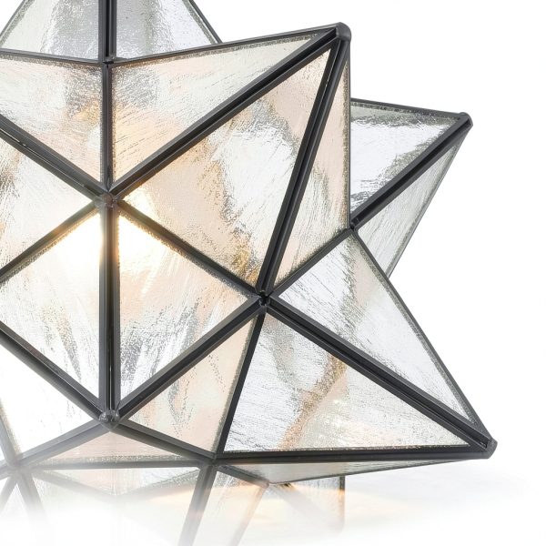 Moravian Star Pendant Light Seeded Glass Black Modern-4
