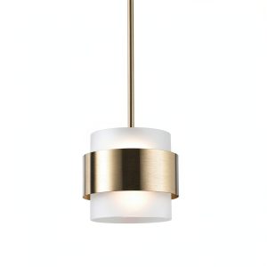 Brass Pendant Light Modern Design Frosted Glass Shade-0