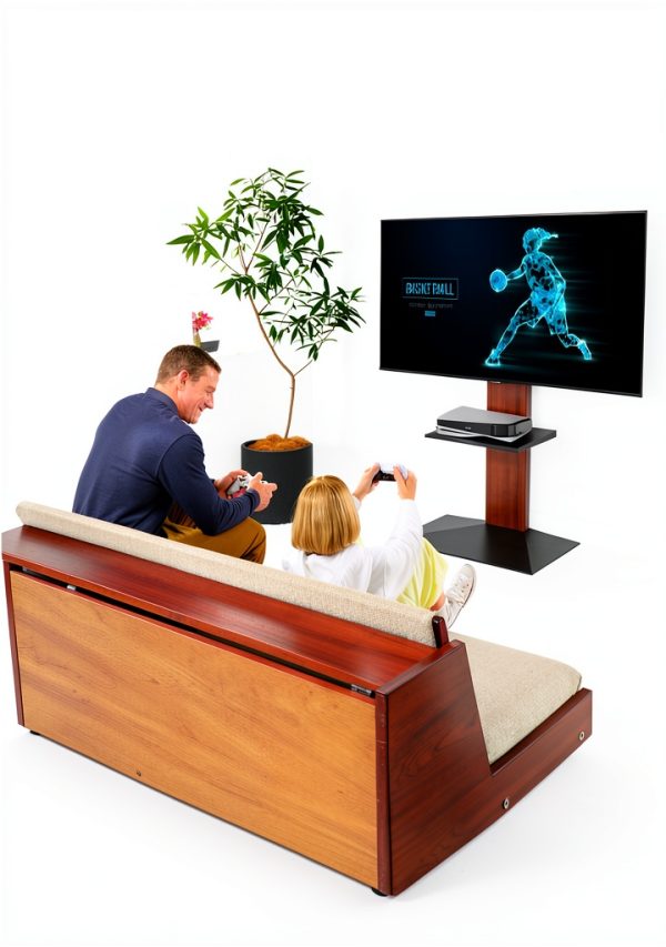 Pavo V3 SW TV Stand Swivel Function Satin Black White Walnut-3
