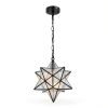 Moravian Star Pendant Light Seeded Glass Black Modern-2