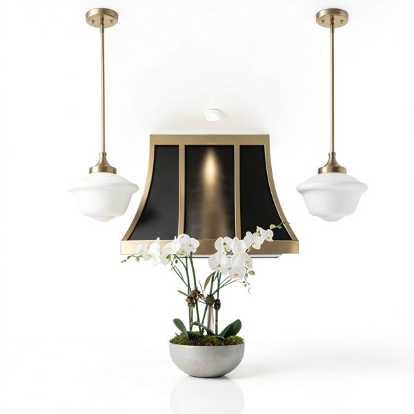 Schoolhouse Glass Pendant Light Gold Opal Fixture-2