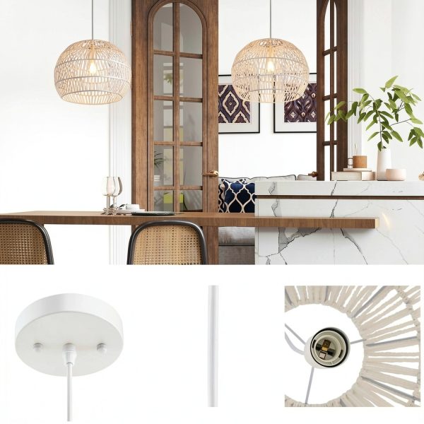 Pavo Handwoven Paper Pendant Light Adjustable Height Home-8