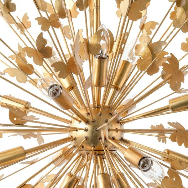 Modern Butterfly Chandelier Gold Globe 14 Light Dining Room-8