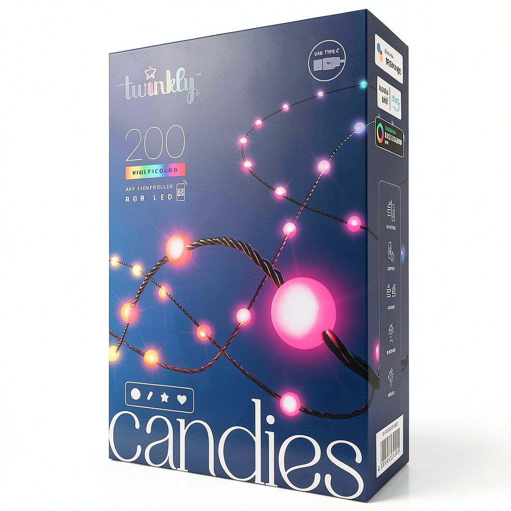 Twinkly Candies smart lights illuminating a cozy room with vibrant colors
