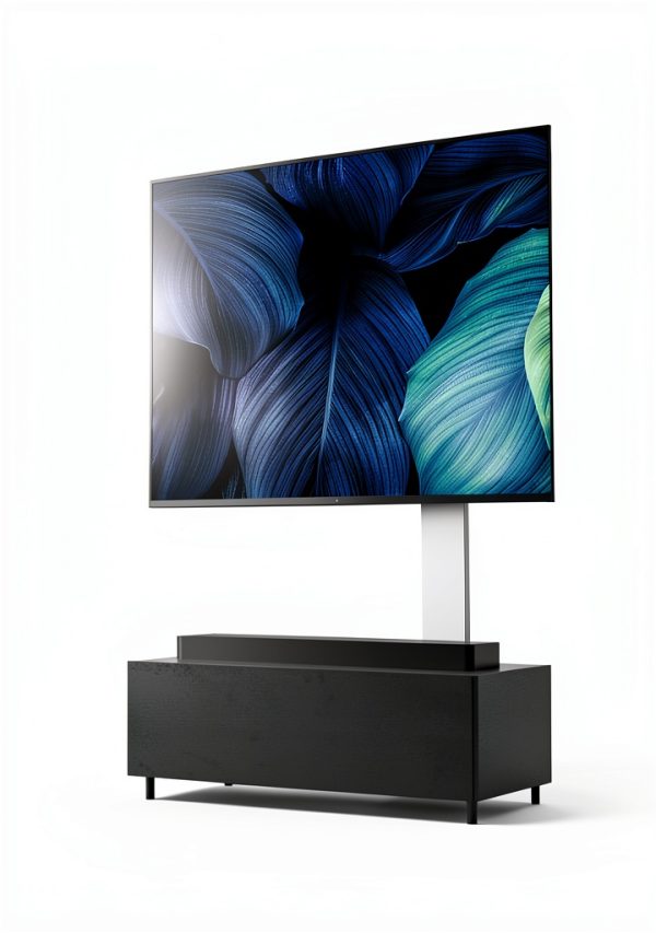 Pavo V3 SW TV Stand Swivel Function Satin Black White Walnut-5