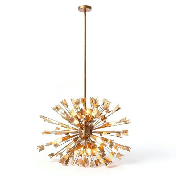 Modern Butterfly Chandelier Gold Globe 14 Light Dining Room-5