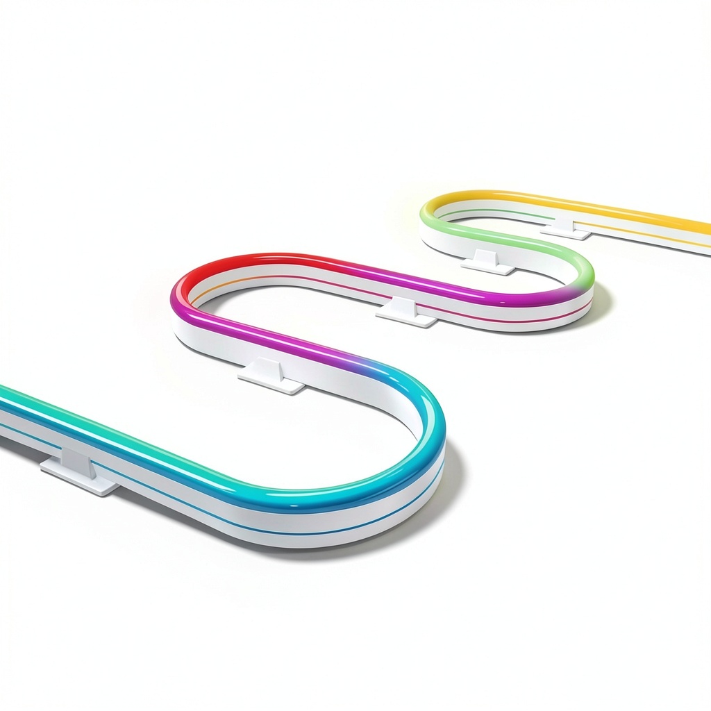 Feit Electric Smart Neon Flex Light displaying multiple colors on a wall
