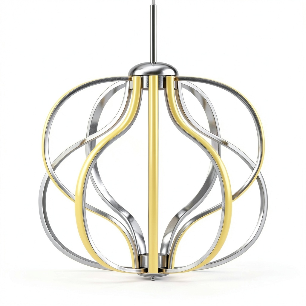 'Modern LED pendant light installed in a dining room with warm white glow'