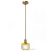 Vintage Green Glass Pendant Light 6 Inch Gold Frame-3