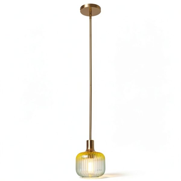Vintage Green Glass Pendant Light 6 Inch Gold Frame-3