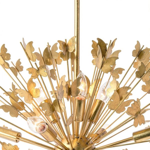 Modern Butterfly Chandelier Gold Globe 14 Light Dining Room-9