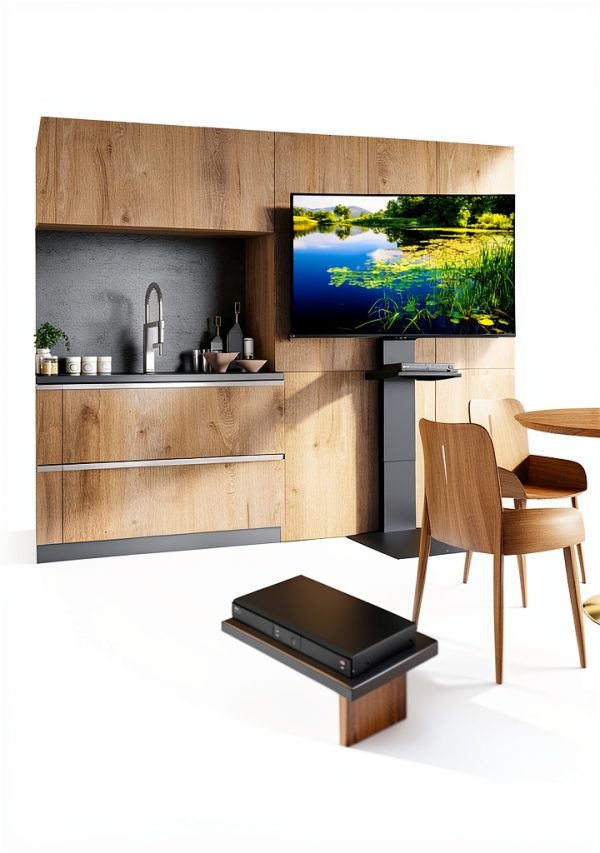 Pavo V3 SW TV Stand Swivel Function Satin Black White Walnut-6