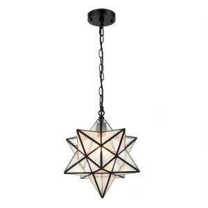 Moravian Star Pendant Light Seeded Glass Black Modern-0