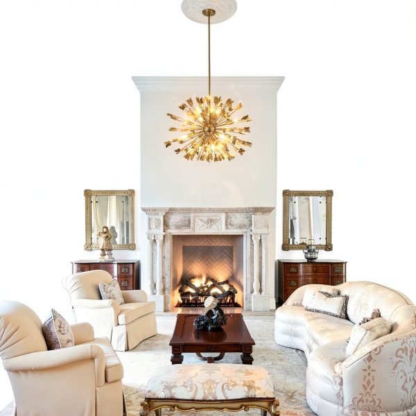Modern Butterfly Chandelier Gold Globe 14 Light Dining Room-3