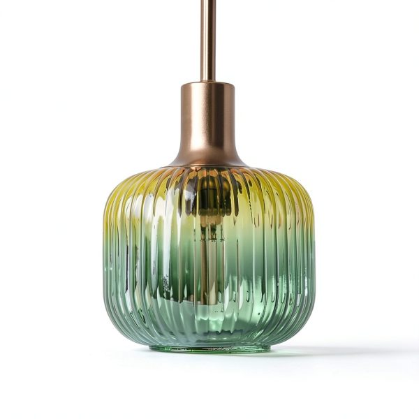 Vintage Green Glass Pendant Light 6 Inch Gold Frame-6