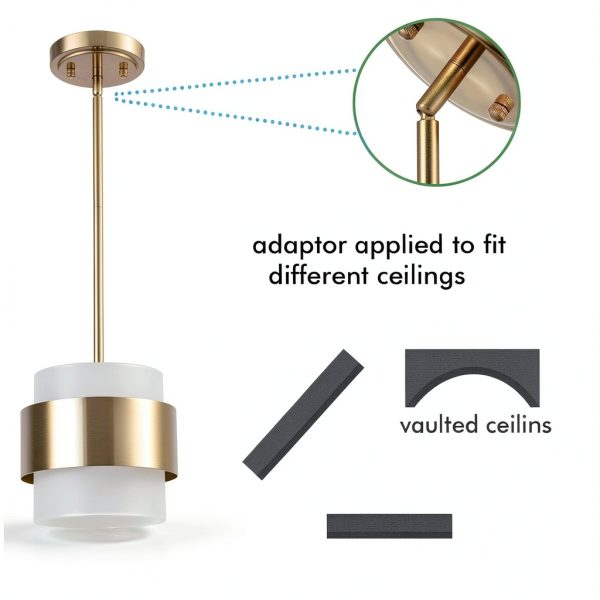 Brass Pendant Light Modern Design Frosted Glass Shade-5