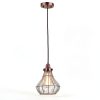 Rustic Pendant Light Antique Red Copper Cracked Glass-3