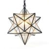 Moravian Star Pendant Light Seeded Glass Black Modern-6