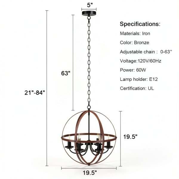 Pavo Spherical Ceiling Lamp Iron Adjustable Industrial-2