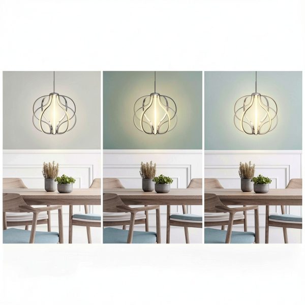 Modern LED Pendant Light Dimmable Warm White Chrome Finish-5