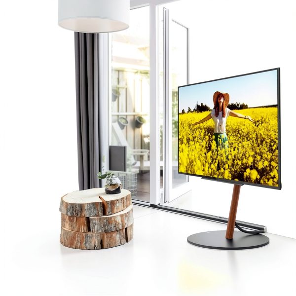 WALL Rolling TV Stand Satin Black White Walnut Mobile Design-1