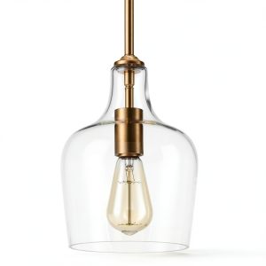 Gold Pendant Light Clear Glass Shade Modern Home Lighting-0