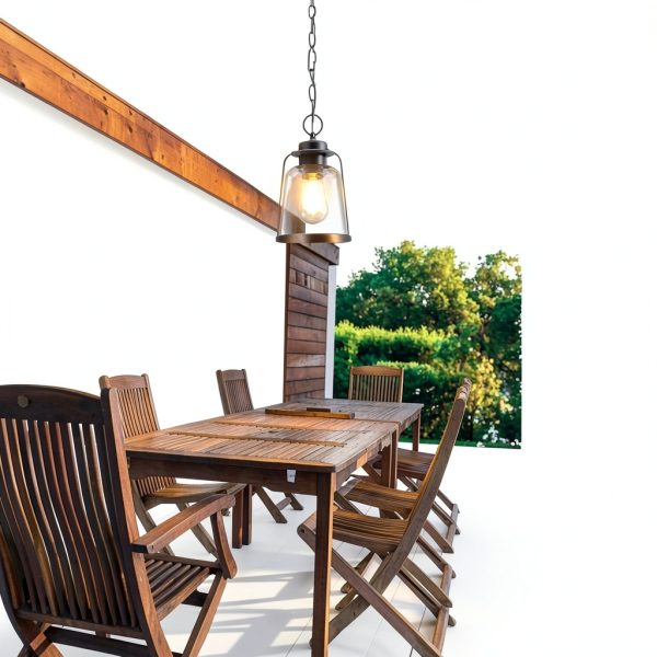 Roth Outdoor Pendant Light Rustic Vintage Hardwired Bronze-3