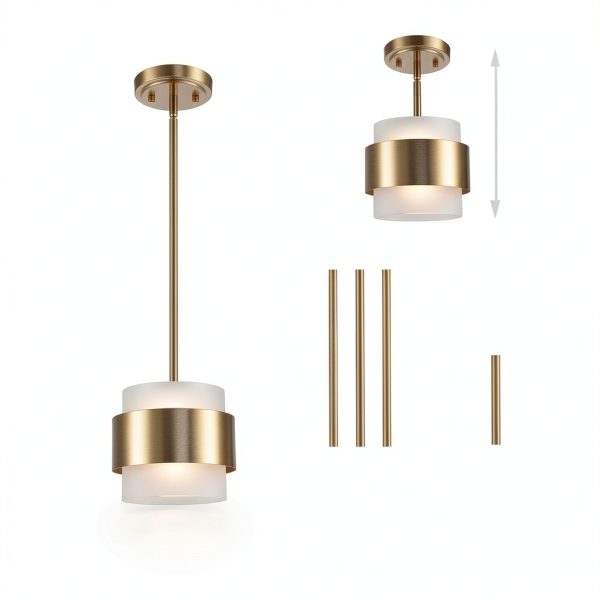 Brass Pendant Light Modern Design Frosted Glass Shade-3