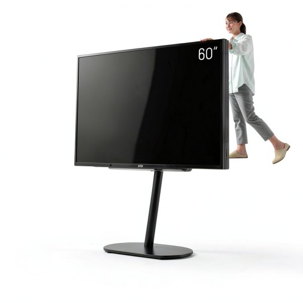 WALL Rolling TV Stand Satin Black White Walnut Mobile Design-3