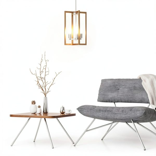 Modern Metal Chandelier 3 Light Geometric Pendant Lamp-4