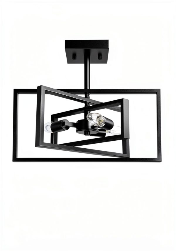 Farmhouse Ceiling Light Black Adjustable Frames Rustic Style-1