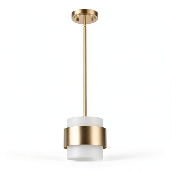 Brass Pendant Light Modern Design Frosted Glass Shade-2