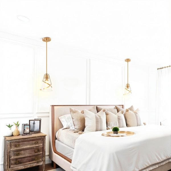 Modern Gold Pendant Light Elegant Design Adjustable Height-4