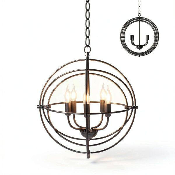 Industrial 5 Light Ceiling Chandelier Rotatable Iron Coil-0