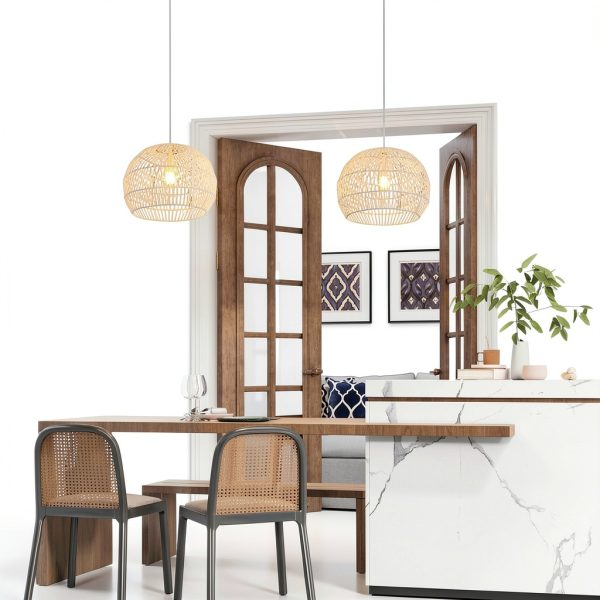 Pavo Handwoven Paper Pendant Light Adjustable Height Home-1