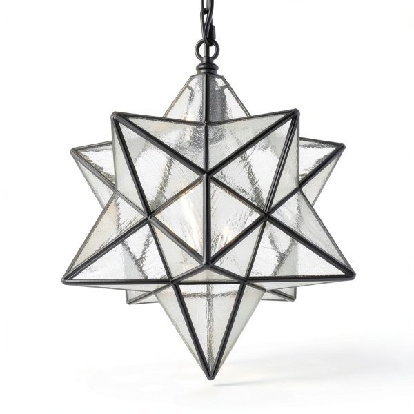 Moravian Star Pendant Light Seeded Glass Black Modern-1