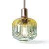 Vintage Green Glass Pendant Light 6 Inch Gold Frame-2