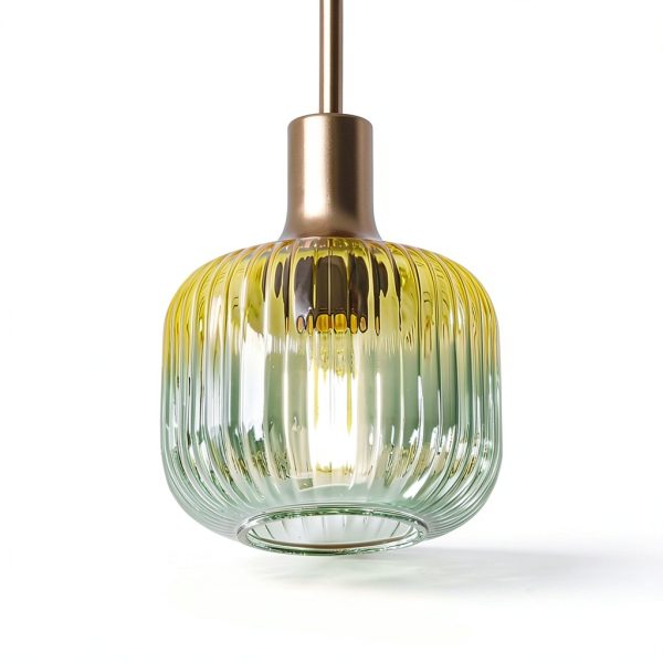 Vintage Green Glass Pendant Light 6 Inch Gold Frame-2
