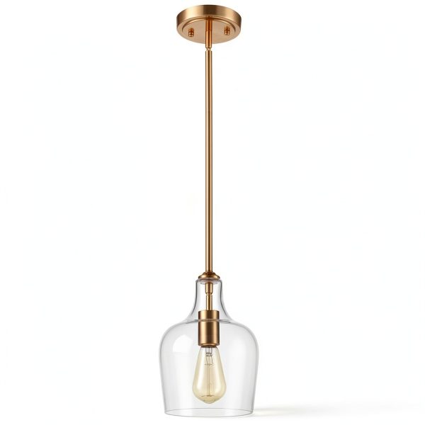 Gold Pendant Light Clear Glass Shade Modern Home Lighting-2