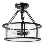 Pavo Industrial Ceiling Lamp Seeded Glass Iron Frame Home-0
