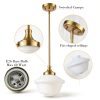 Schoolhouse Glass Pendant Light Gold Opal Fixture-6