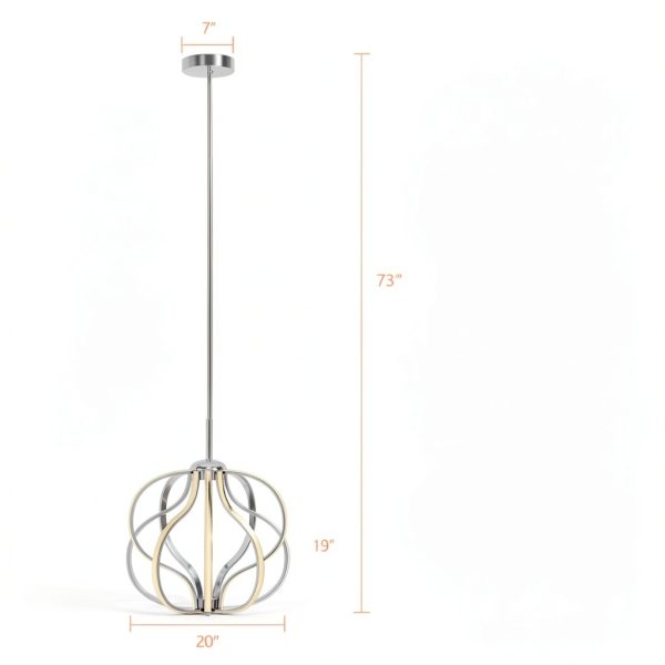 Modern LED Pendant Light Dimmable Warm White Chrome Finish-2