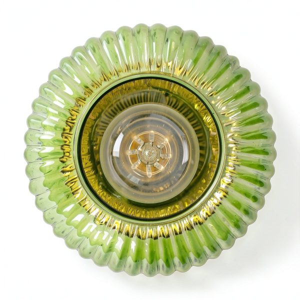 Vintage Green Glass Pendant Light 6 Inch Gold Frame-7