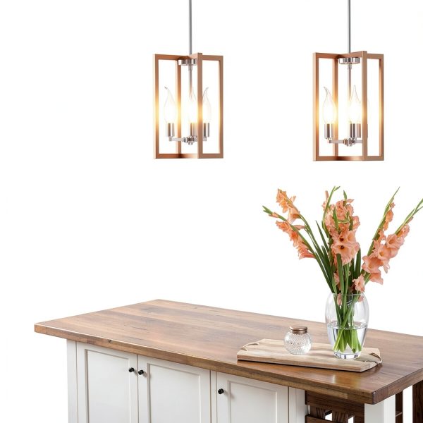 Modern Metal Chandelier 3 Light Geometric Pendant Lamp-3