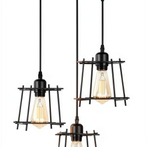 Industrial Pendant Light Black Cage Kitchen Island Dining-0