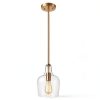 Gold Pendant Light Clear Glass Shade Modern Home Lighting-4