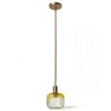 Vintage Green Glass Pendant Light 6 Inch Gold Frame-4