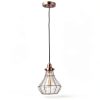 Rustic Pendant Light Antique Red Copper Cracked Glass-4