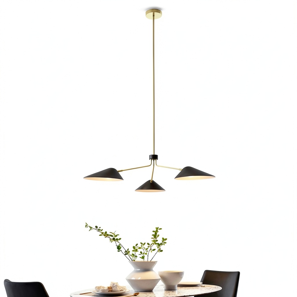 Modway Journey pendant installed over a contemporary dining table showing adjustable arms