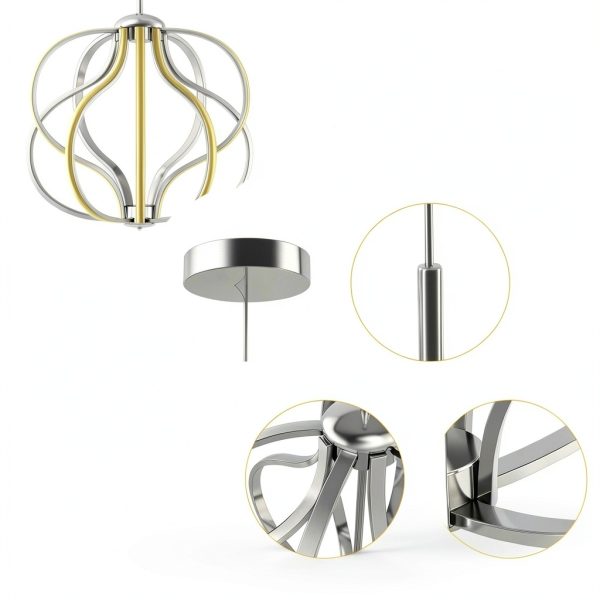 Modern LED Chandelier Warm Dimmable Light Adjustable Height-8